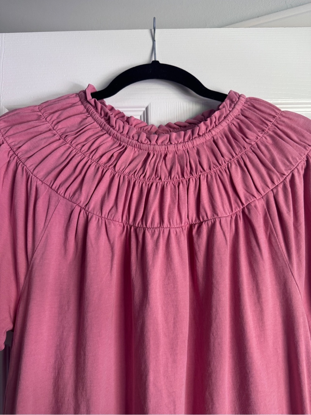JCrew Smocked Yoke Short Sleeve Top, Pink Shirt, Feminine Top for Summero - Picture 2 of 6